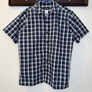Patagonia Navy and White Plaid Button Down Shirt Size Medium